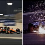 The reason behind F1 cars sparking explained (Images from @bah_int_circuit on Instagram and @visacashapprb on X)