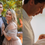 James Vowles with his wife, Rachel Rolph and their daughter.