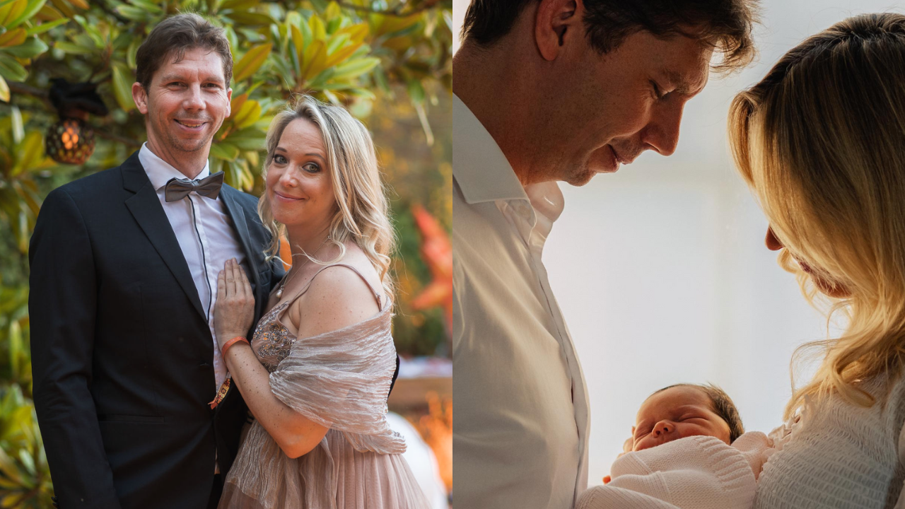 James Vowles with his wife, Rachel Rolph and their daughter.