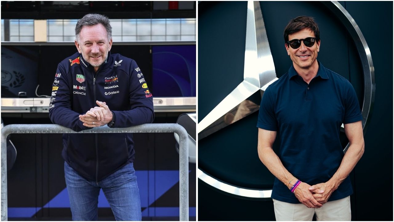 Christian Horner on Red Bull making a powerful engine in 2026 (Images from @christianhorner on Instagram and @MercedesAMGF1 on X)