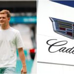 Mick Schumacher in conversation with Cadillac (Images from @SchumacherMick and @F1 on X)